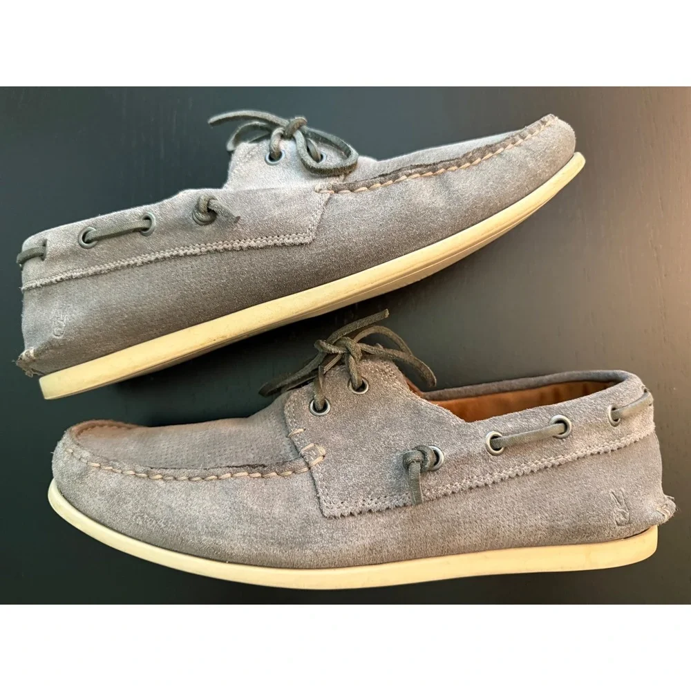 John Varvatos USA Mens Suede Boat Shoes Size 8M Gray Slip-On Deck Resortwear